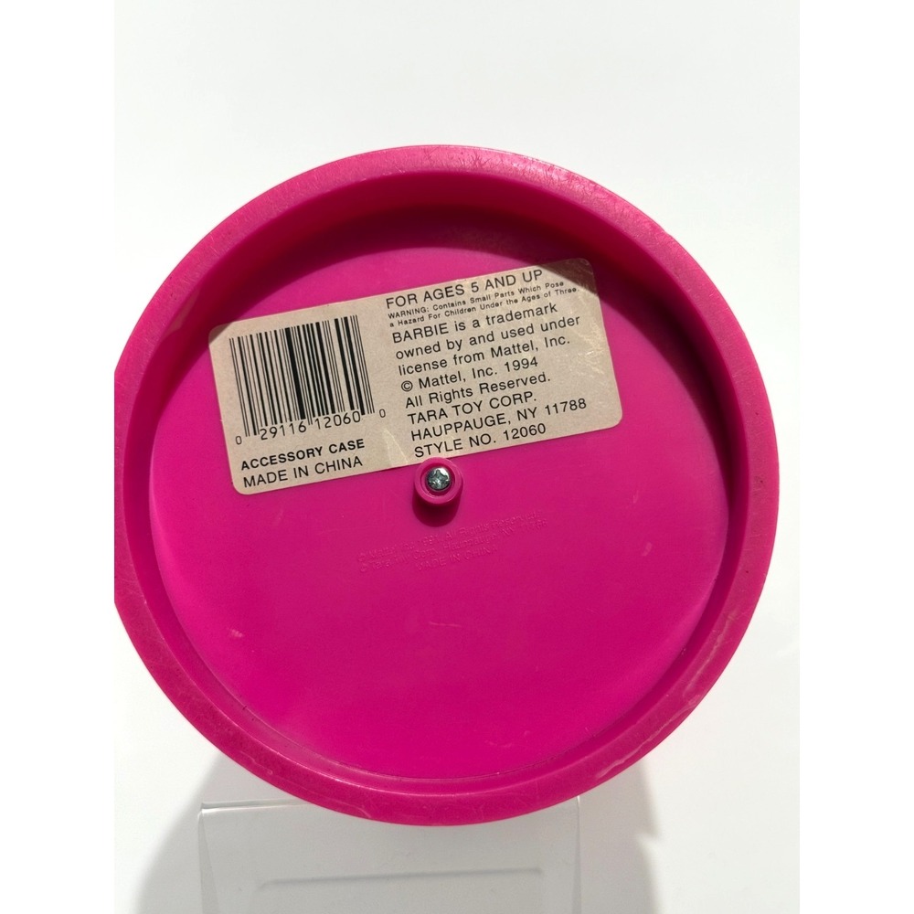 Barbie Round Accessory Case,  Mattel,  White Pink Purple Drawers Shelves 1994 - Picture 5 of 5